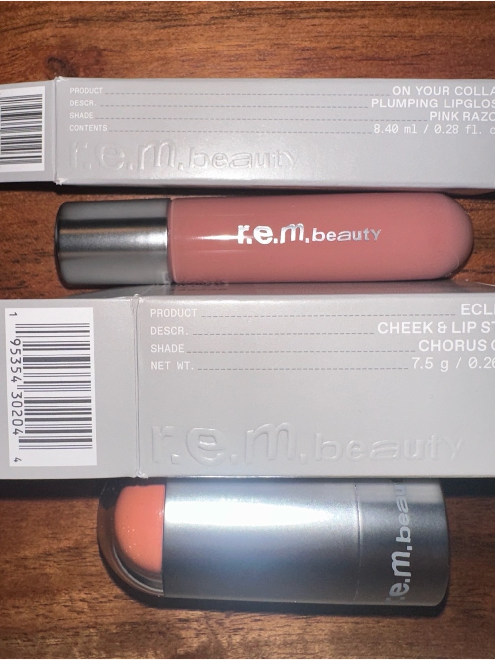 Bundle of 2- r.e.m. cheek and lip stick in chorus girl and plumping lip gloss